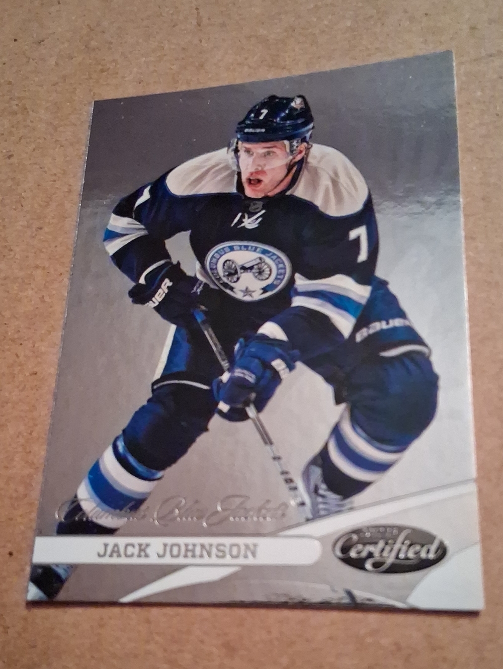 Jack Johnson Hockey Trading Card - Blue and White